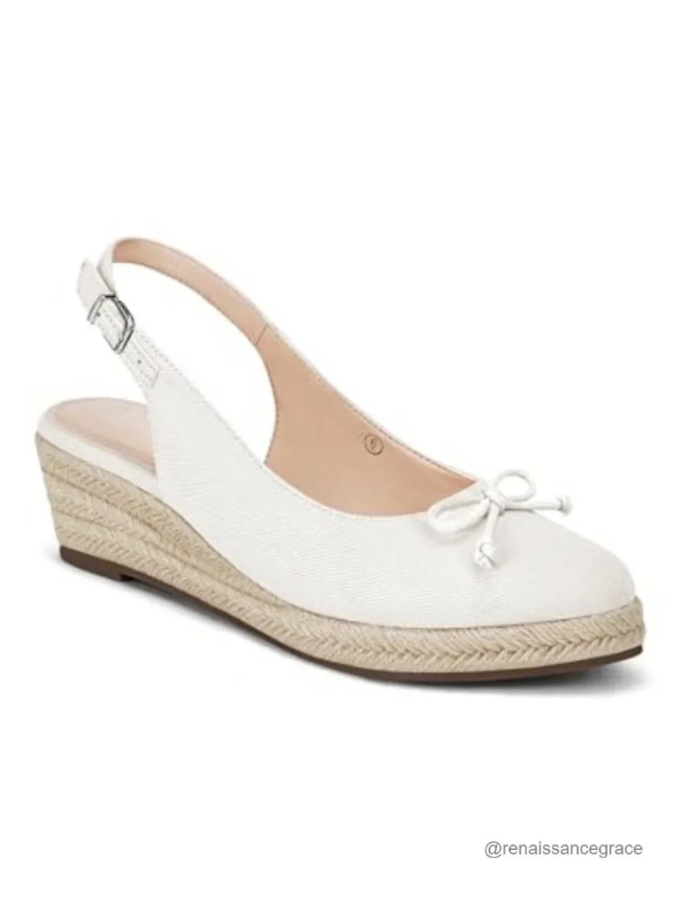 Womens Espadrilles Wedges Slingback Closed Toe Canvas Bow Platform Summer Shoes